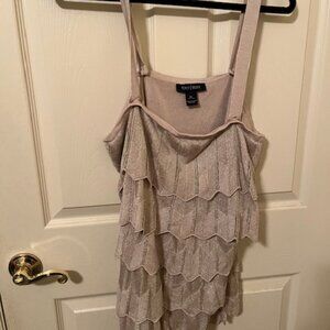 White House Black Market Gold Shimmer Tiered Ruffle Top.  Size XL.